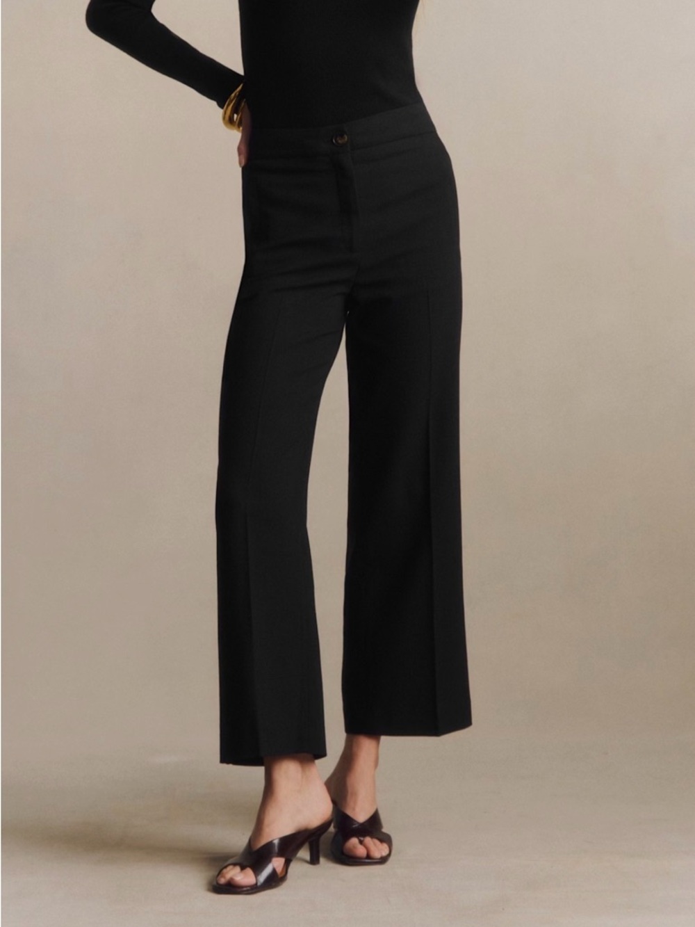 Sezane Martin Crop Trousers Black - Size 10